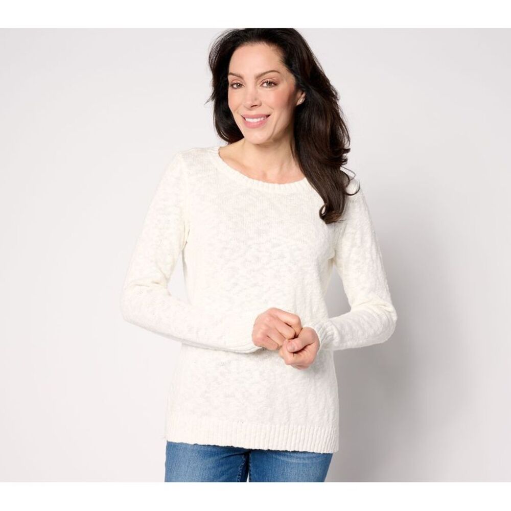 SUNNYLiFE Women's Top Plus Sz Sweater 1X Crewneck Beach White A639653